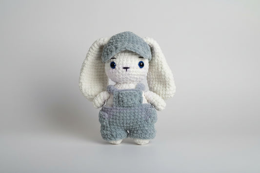 Bunny plush with suspenders